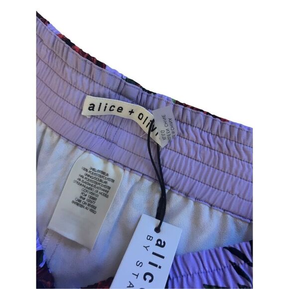 Alice + Olivia Stacey Bennet Multicolor Rose Print Mix Pattern Wide Leg Pants XL - Picture 5 of 11